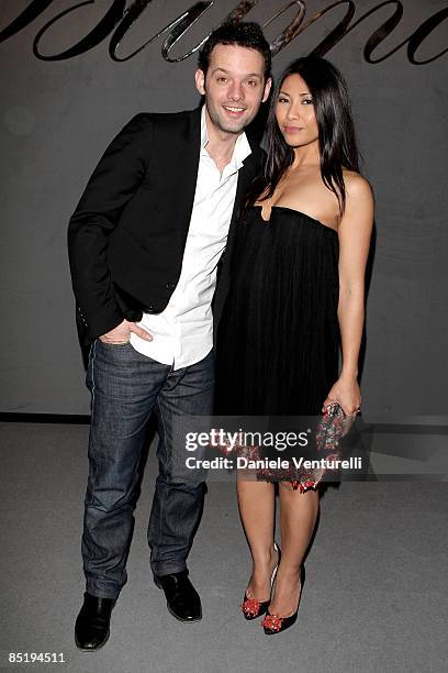 Cyril Montana and Anggun attend the Blumarine show during Milan Fashion Week Womenswear Autumn/Winter 2009 on February 28, 2009 in Milan, Italy.