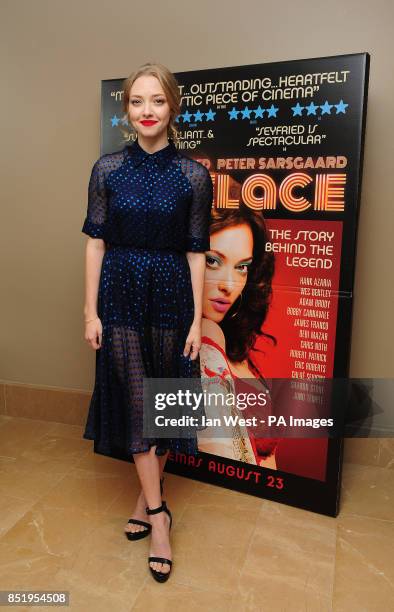 Amanda Seyfried attends a screening of new film Lovelace at the Mayfair Hotel in London.