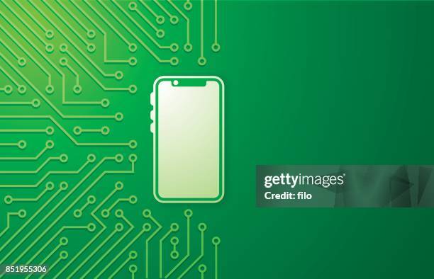 stockillustraties, clipart, cartoons en iconen met digitale mobiele telefoon printplaat achtergrond - bezig met verbinden