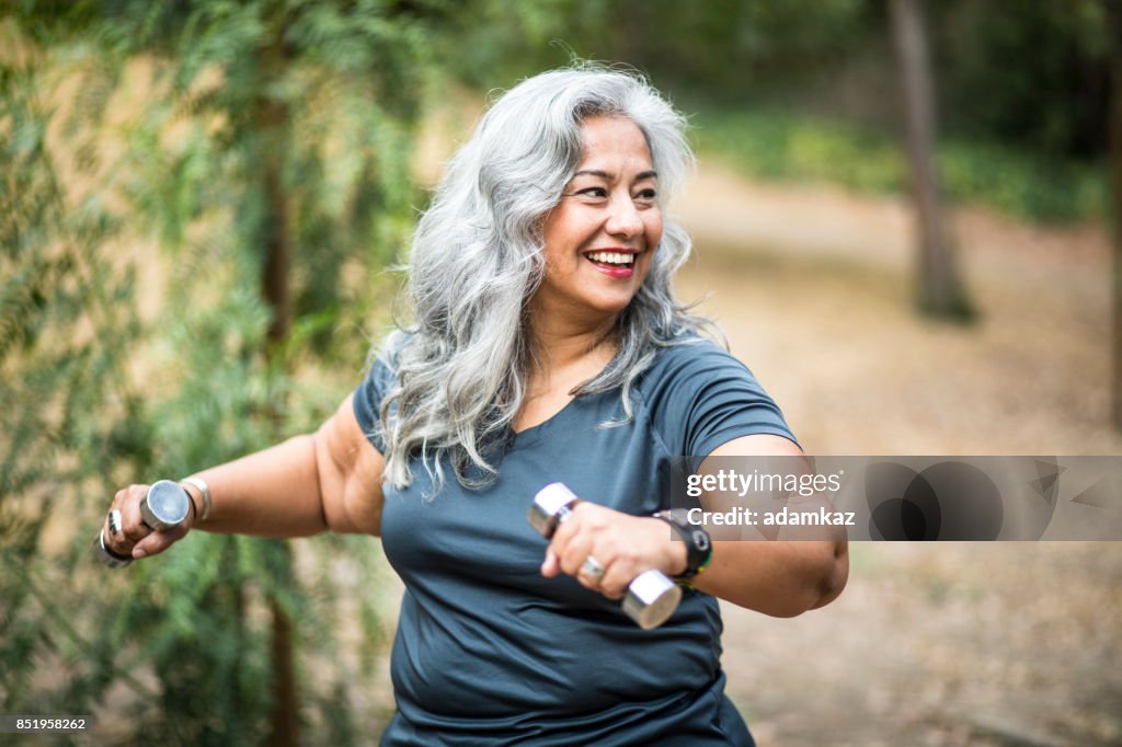 Senior Mexican Woman Working Out