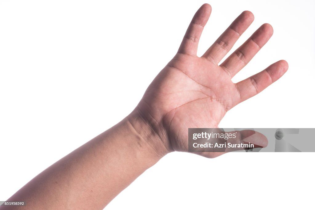 Man hand isolated on white background, clipping path