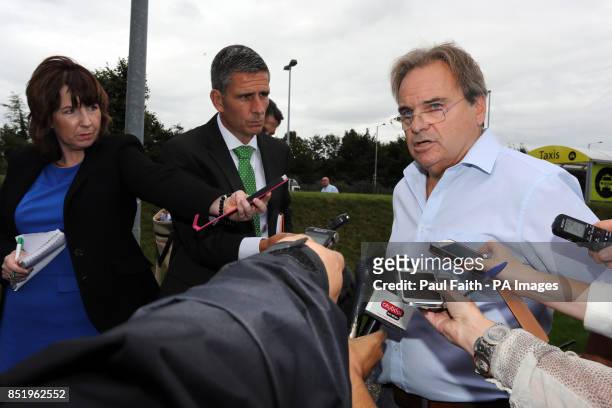Belfast Solicitor Peter Madden speaks to the media as he arrives at George Best Belfast City Airport on his way to Peru, where he will represent...