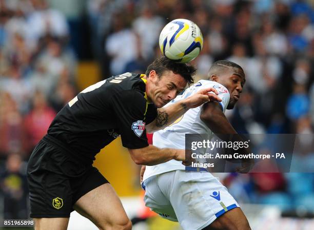Sheffield Wednesday's David Prutton and Leeds United's Dominic Poleon in action during the Sky Bet Football League Championship match at Elland Road,...