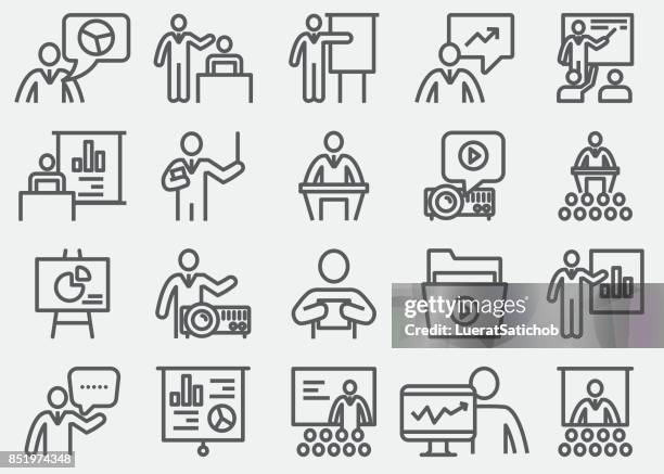 ilustraciones, imágenes clip art, dibujos animados e iconos de stock de iconos de línea de presentación de negocios - cultura tailandesa