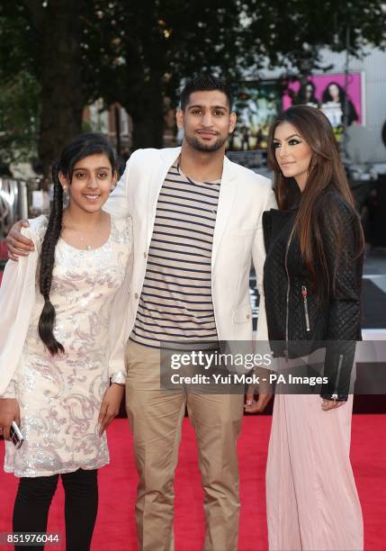 Amir Khan, and Faryal Makhdoom arriving for the World Premiere of One Direction: This Is Us, at the Empire Leicester Square, London.