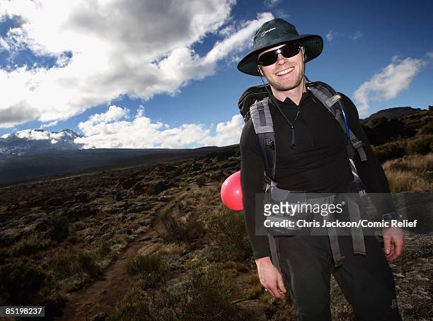 Ronan Keating is seen on his birthday on the second day of The BT Red Nose Climb of Kilimanjaro on March 3, 2009 in Arusha, Tanzania. Celebrities...