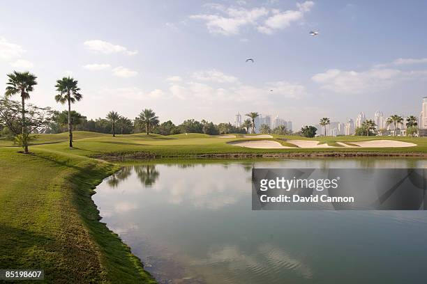 The par 3, 12th hole on the Faldo Course at the Emirates Golf Club on January 21, 2009 in Dubai, United Arab Emirates.
