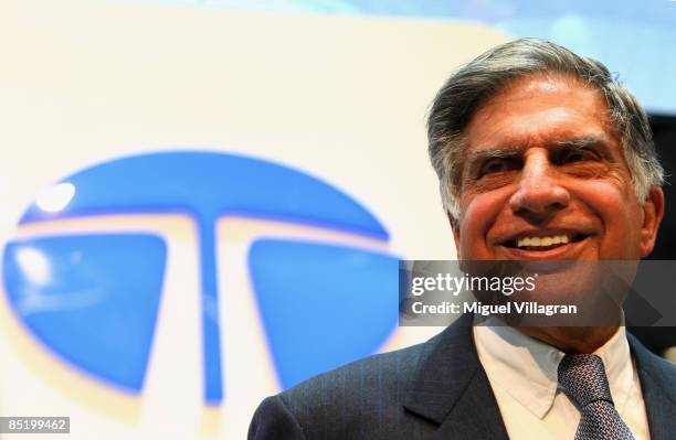 Chairman of India's Tata Motors, Ratan Tata, looks on during the first press day at the 79th Geneva International Motor Show, on March 3, 2009 in...