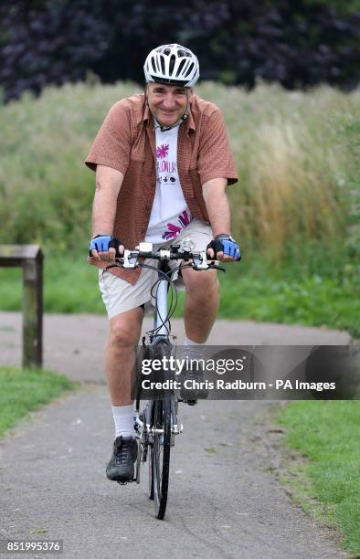 Downton Abbey actor Jim Carter, takes part in the Pedal On UK cycle ride from St Neots in Cambridgeshire to Bedford as part of the Pedal On UK series...