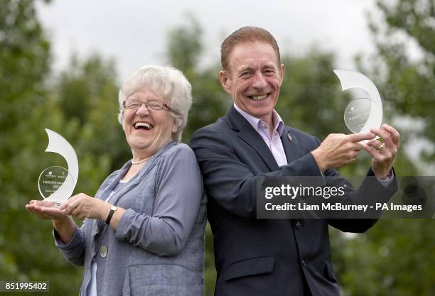 Maura Buckley from Blanchardstown, Dublin, who won the Lifetime Achievement Award with Denis Broderick from Derry, Northern Ireland, who won the...