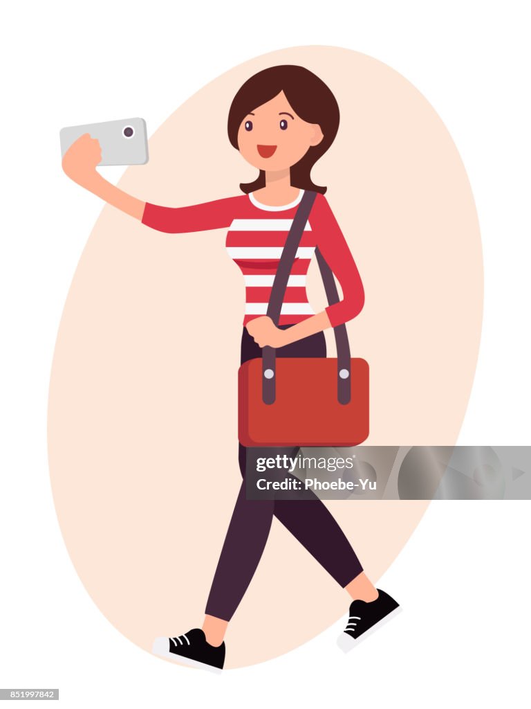 Diseño De Personajes De Dibujos Animados Mujer Tomar Selfie Con Teléfono Inteligente Ilustración de stock - Getty Images Diseño De Personajes De Dibujos Animados Mujer Tomar Selfie Con Teléfono Inteligente Ilustración de stock - Getty Images