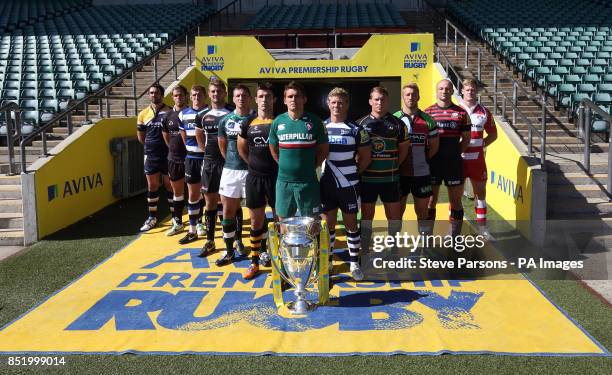 Team captains Worcester Warriors Jonathan Thomas, Newcastle Falcons Will Welch, Bath Rugby's Stuart Hooper, Exeter Chiefs Dean Mumm, London Irish's...