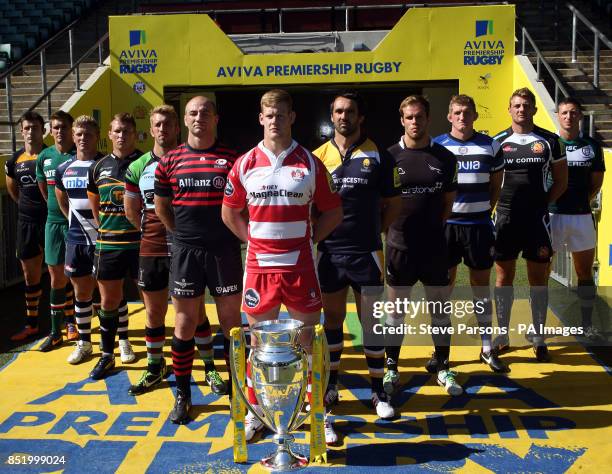 Team captains London Wasps Chris Bell, Leicester Tigers Toby Flood, Sale Sharks Dan Braid, Northampton Saints Dylan Hartley, Harelquins Chris...