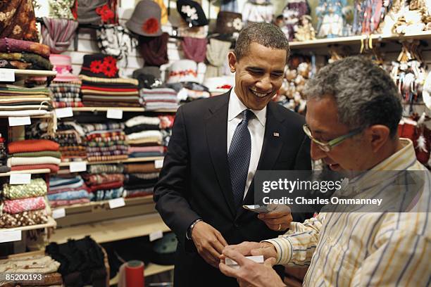 President Barack Obama make a impromptu stop to shop for his daughters while stopping at a local mall on February 19, 2009 in Ottawa, Canada.