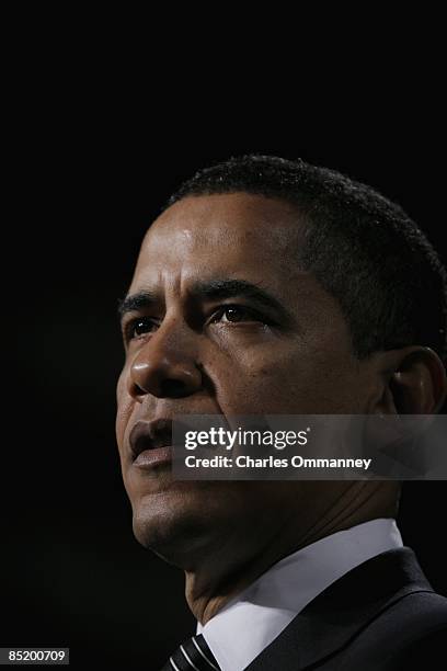 President Barack Obama speaks to a crowd at Dobson High School on February 18, 2009 in Mesa, Arizona. Obama spoke about his $75 billion mortgage...