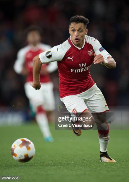 Alexis Sánchez of Arsenal during the UEFA Europa League match between Arsenal FC and FC Cologne at Arsenal Stadium on September 14, 2017 in London,...