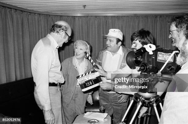 Filming of a series of 'Terry and June', where they go on a day trip to Boulogne, actress June Whitfield plays June Medford and Terry Scott plays...