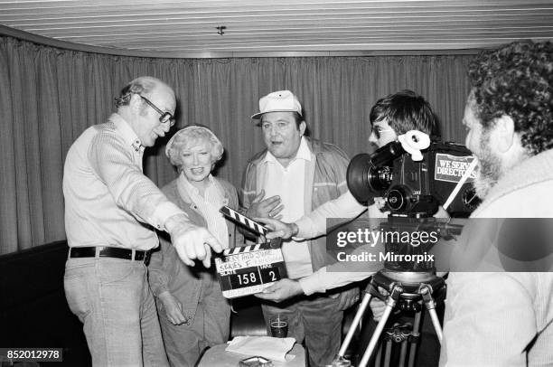 Filming of a series of 'Terry and June', where they go on a day trip to Boulogne, actress June Whitfield plays June Medford and Terry Scott plays...