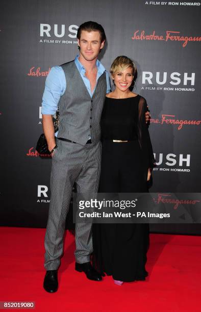 Chris Hemsworth and Elsa Pataky attend the premier of Rush at Odeon Leicester Square, London.