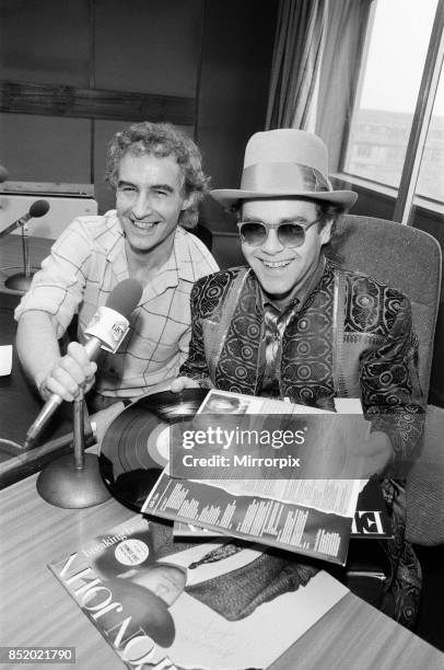 Elton John at BRMB Radio Aston, Birmingham, the visit was to promote his latest single, 'Breaking Hearts ' and to also chat to his fans in the...