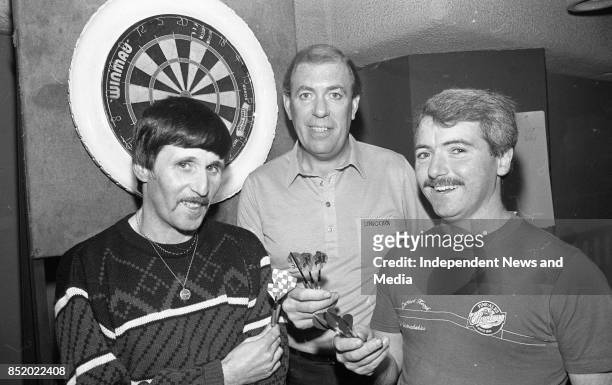 Darts Exhibition match by International Player, John Lowe in Molly Malone's, Jimmy Doyle, Pearse Street and Dermot Keogh, Bridgefoot Street, Both are...