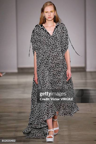 Model walks the runway at the Anteprima Ready to Wear Spring Summer 2018 fashion show during Milan Fashion Week Spring/Summer 2018 on September 21,...