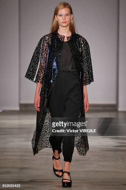 Model walks the runway at the Anteprima Ready to Wear Spring Summer 2018 fashion show during Milan Fashion Week Spring/Summer 2018 on September 21,...