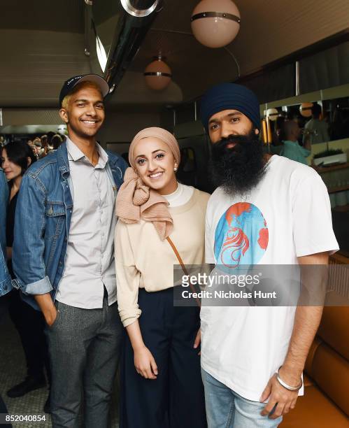 YouTube personalities Sam Saffold, Tazzy Phe, and L-FRESH the Lion attend the Tribeca TV Festival welcome party hosted by AT&T at the Empire Diner on...