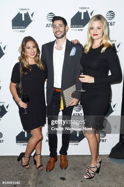 Stephanie Pulido, Nick Pinsker, and Erin Abernathy attend the Tribeca TV Festival welcome party hosted by AT&T at the Empire Diner on September 22,...