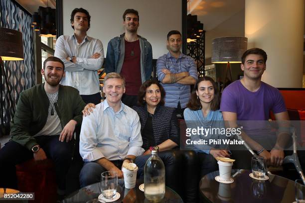 Prime Minister Bill English and his wife Mary English pose with their children Bartholomew, Luke, Rory, Tom, Maria and Xavier at the Pullman Hotel on...