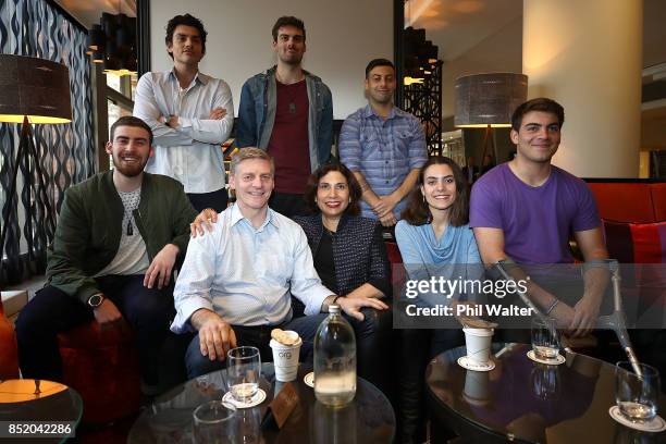 Prime Minister Bill English and his wife Mary English pose with their children Bartholomew, Luke, Rory, Tom, Maria and Xavier at the Pullman Hotel on...