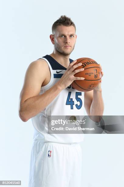 Cole Aldrich of the Minnesota Timberwolves poses for portraits during the 2017 Media Day on September 22, 2017 at the Minnesota Timberwolves and Lynx...