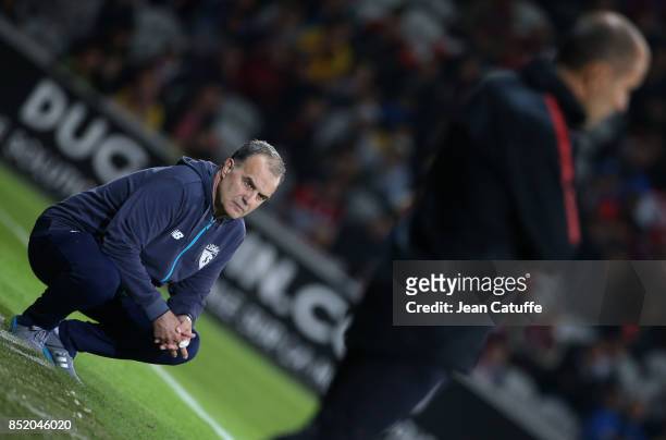 Coach of Lille OSC Marcelo Bielsa, coach of Monaco Leonardo Jardim during the French Ligue 1 match between Lille OSC and AS Monaco at Stade Pierre...