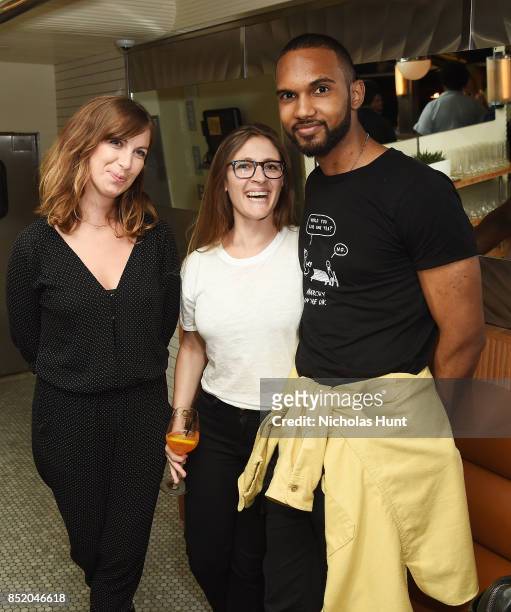 Jenny Goldberg, Evan Morgan, and Joshua Saffold-Geri attend the Tribeca TV Festival welcome party hosted by AT&T at the Empire Diner on September 22,...