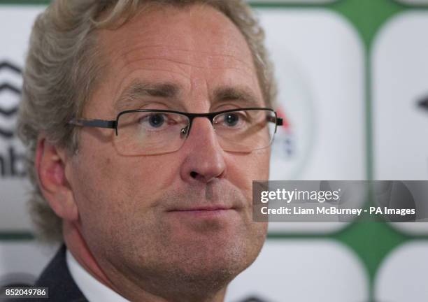 Sweden manager Erik Hamren during a press conference following the World Cup Qualifying, Group C match at the Aviva Stadium, Dublin, Ireland.