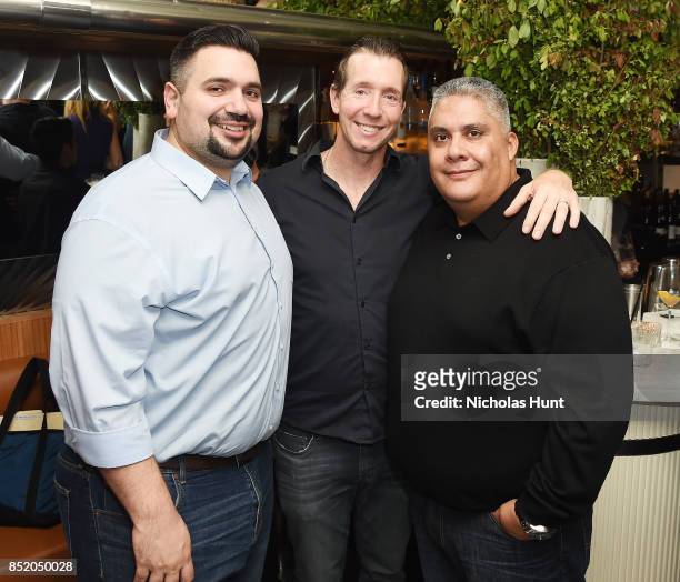 Photographer Joe Pugliese, actor Chris Larkin, and Pete Torres attend the Tribeca TV Festival welcome party hosted by AT&T at the Empire Diner on...