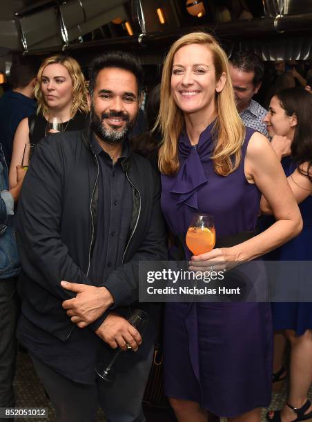 Davo Aurora and Karen Lorenzo attend the Tribeca TV Festival welcome party hosted by AT&T at the Empire Diner on September 22, 2017 in New York City.