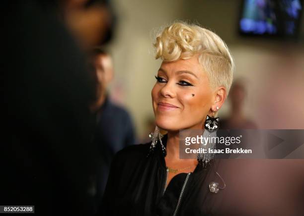 Pink attends the 2017 iHeartRadio Music Festival at T-Mobile Arena on September 22, 2017 in Las Vegas, Nevada.