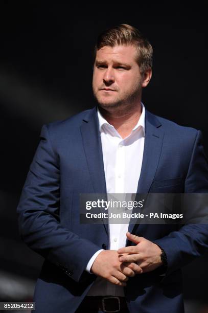 Manager Karl Robinson of Milton Keynes Dons during the Sky Bet Football League One match at Stadium:MK, Milton Keynes.