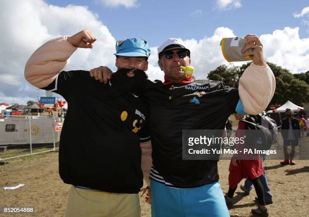 Festival goers in fancy dress at Bestival, held at Robin Hill Country Park on the Isle of Wight.