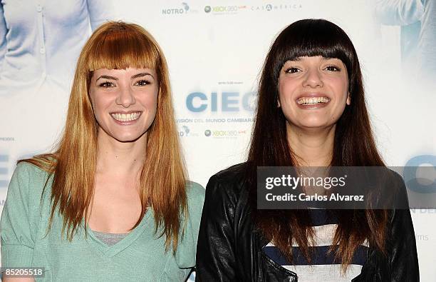 Spanish actresses Alejandra Llorente and Sabrina Praga attend the "Blindness" premiere at the Capitol Cinema on March 3, 2009 in Madrid, Spain.