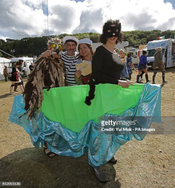 Festival goers in fancy dress at Bestival, held at Robin Hill Country Park on the Isle of Wight.