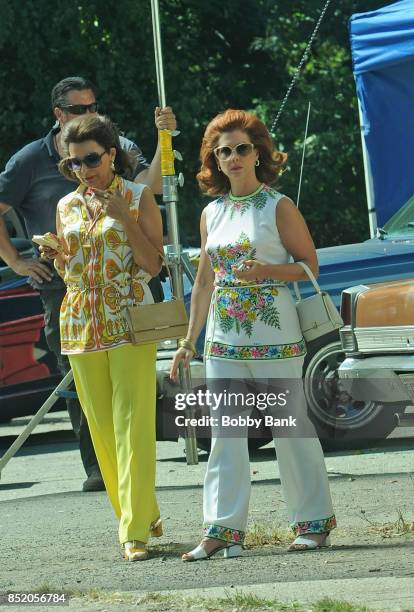 Kathrine Narducci and Stephanie Kurtzuba on the set of The Irishman on September 22, 2017 in New York City.