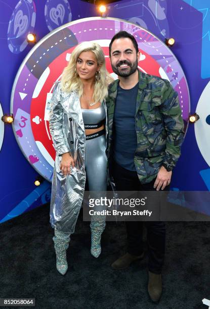 Bebe Rexha and Enrique Santos attend the 2017 iHeartRadio Music Festival at T-Mobile Arena on September 22, 2017 in Las Vegas, Nevada.