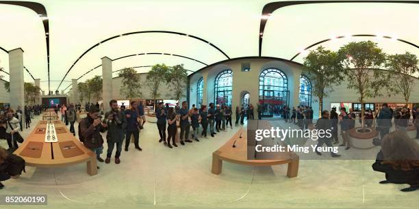 Customers at the Apple Store in Regent Street on the iPhone 8, Apple Watch Series 3 and Apple TV 4K launch on September 22, 2017 in London, England.