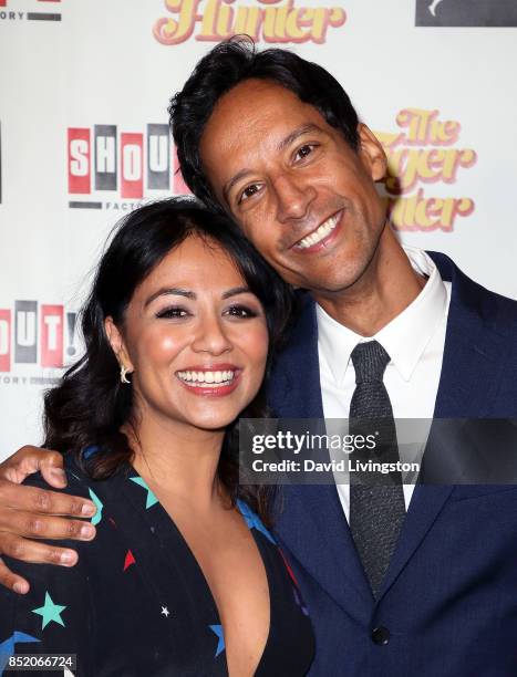 Actors Karen David and Danny Pudi attend the premiere of "The Tiger Hunter" at Laemmle Monica Film Center on September 22, 2017 in Santa Monica,...