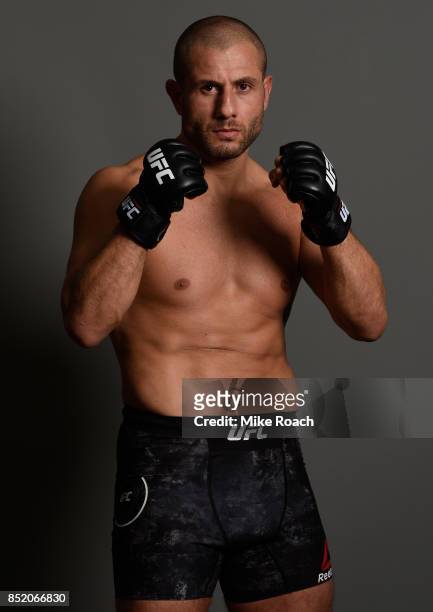Gokhan Saki of Netherlands poses for a portrait backstage during the UFC Fight Night event inside the Saitama Super Arena on September 22, 2017 in...