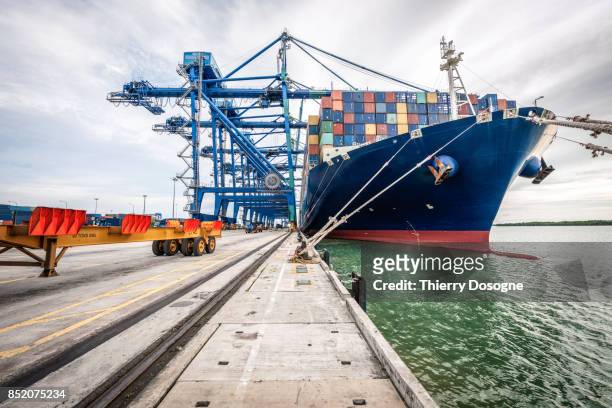 container ship - moored stock pictures, royalty-free photos & images
