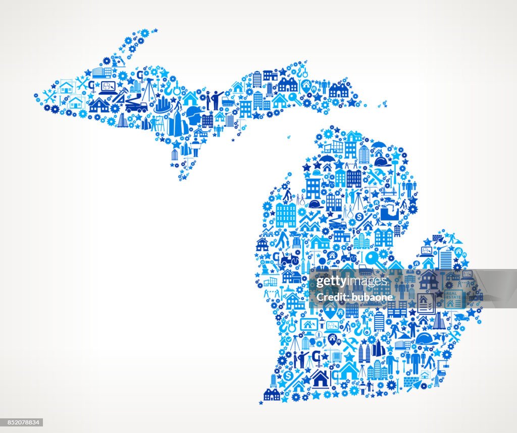 Michigan Construction Industry Vector Icon Pattern