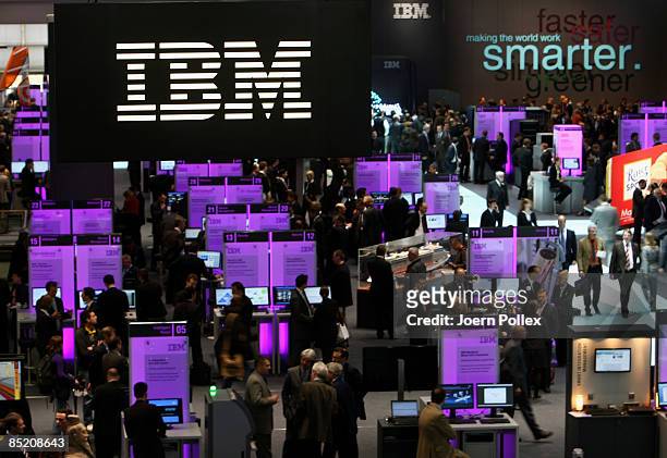 Visitors crowd the IBM stand at the 2009 CeBIT technology trade fair on March 3, 2009 in Hanover, Germany. CeBIT, the world's largest computer and IT...